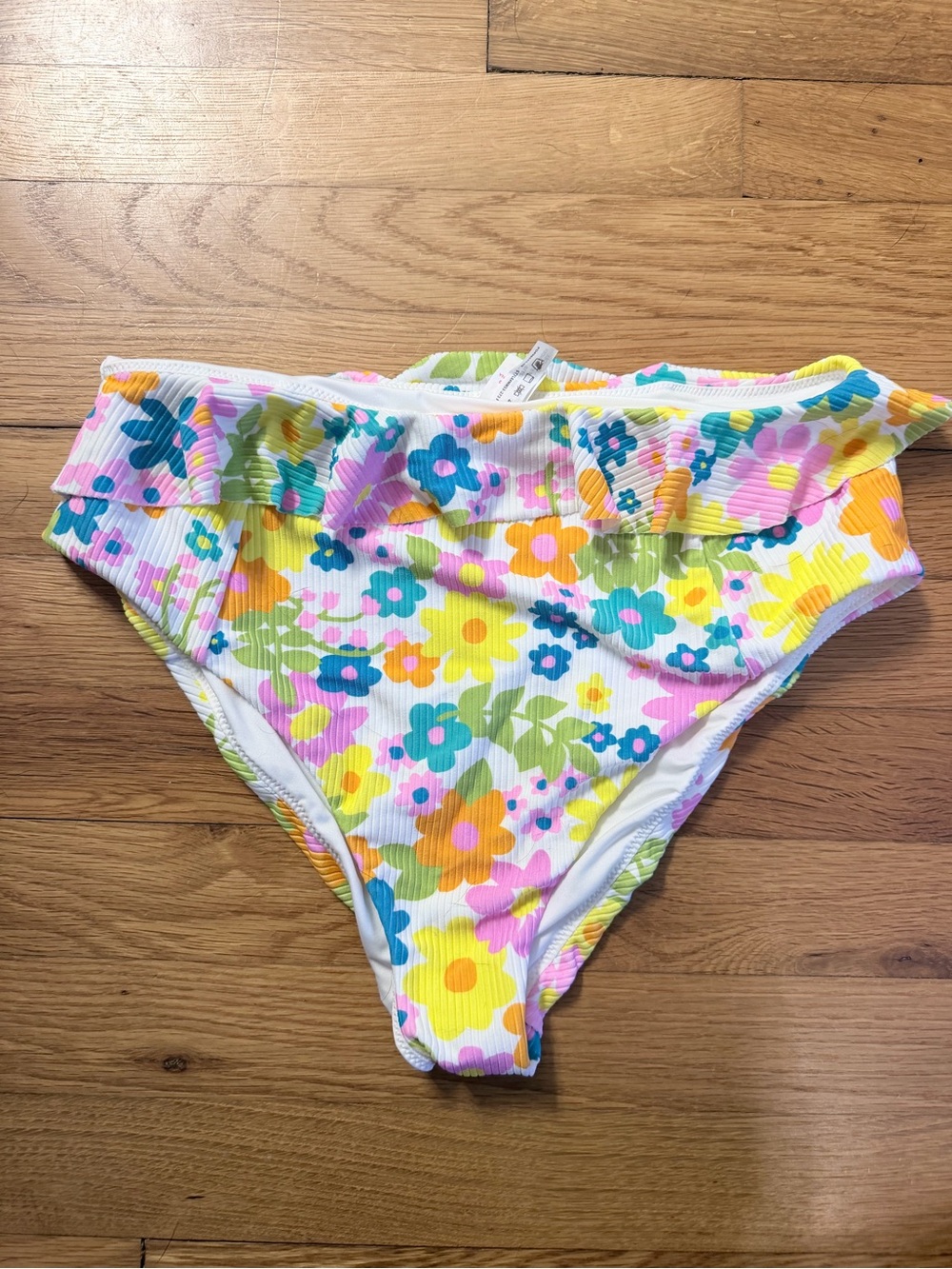 Floral Ruffle High Cut Bikini Bottoms - Multi